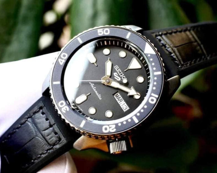 Seiko 5 Sport Automatic Black Dial Black Silicone Strap Watch For Men - SRPD65K3 - Image 6